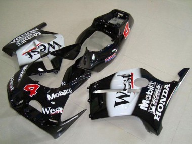 Custom 1988-1989 Glossy Black White West Mobil HRC 4 Honda CBR250RR MC19 Motorcycle Fairings