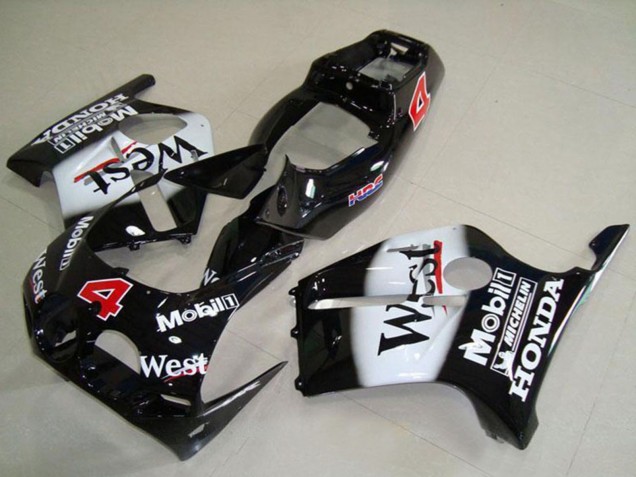 1988-1989 Glossy Black White West Mobil HRC 4 Honda CBR250RR MC19 Motorcycle Fairings