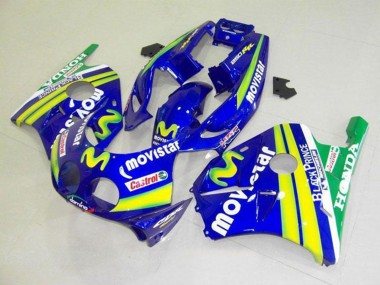 Custom 1990-1998 Blue Yellow Green MoviStar Castrol Honda CBR250RR MC22 Motorcycle Fairings