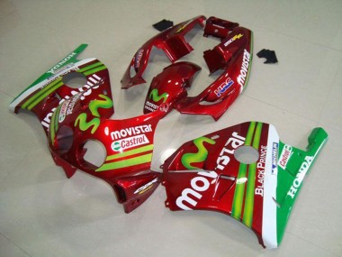 Custom 1990-1998 Red White Green MoviStar Honda CBR250RR MC22 Motorcycle Fairings