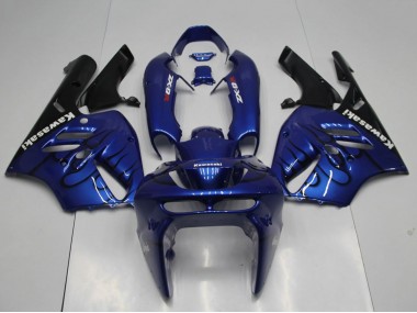 Custom 1994-1997 Blue Black Flame Kawasaki ZX9R Motorcycle Fairings