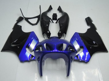 Custom 1996-2003 Blue Silver Glossy Black Kawasaki ZX7R Motorcycle Fairings