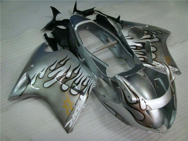 1996-2007 Silver Black Flame Honda CBR1100XX Motorcycle Fairing