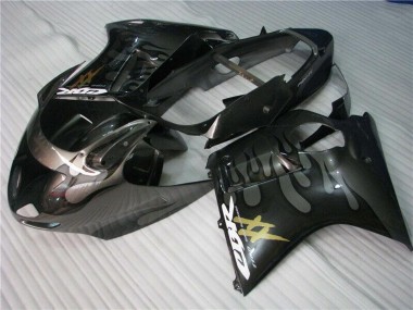 Custom 1996-2007 Glossy Black Silver Flame Honda CBR1100XX Motorcycle Fairings