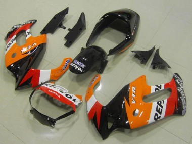 Custom 1997-2005 Orange White Red Glossy Black Repsol Honda VTR1000F Motorcycle Fairings