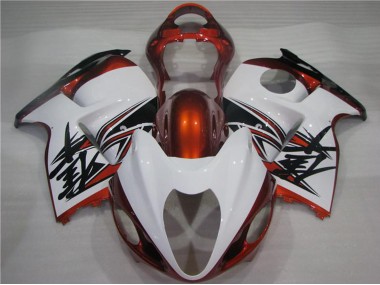 Custom 1996-2007 White Orange Black Suzuki GSXR 1300 Hayabusa Motorcycle Fairings