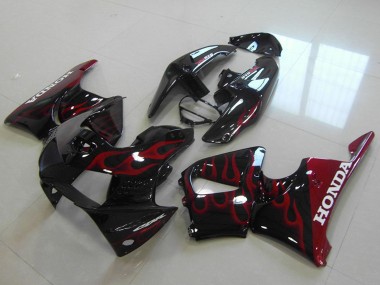 Custom 1998-1999 Glossy Black Red Flame Honda CBR900RR 919 Motorcycle Fairings