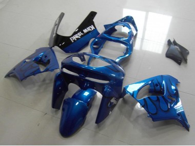 Custom 1998-1999 Blue Black Flame Kawasaki ZX9R Motorcycle Fairings