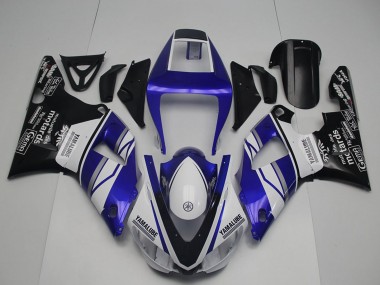 Custom 1998-1999 Blue White Glossy Black Yamalube Motards Yamaha YZF R1 Motorcycle Fairings