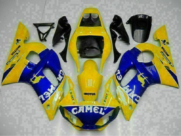 1998-2002 Yellow Blue White Camel Motul Yamaha YZF R6 Motorcycle Fairings