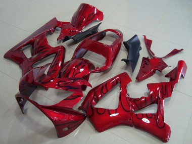 Custom 2000-2001 Red Glossy Black Flame Honda CBR900RR 929 Motorcycle Fairings