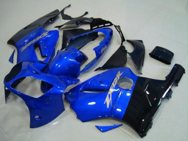 Custom 2000-2001 Blue Glossy Black Kawasaki ZX12R Motorcycle Fairings
