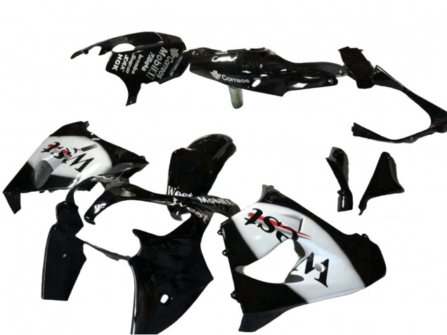 2000-2001 Glossy Black White West Kawasaki ZX9R Motorcycle Fairing
