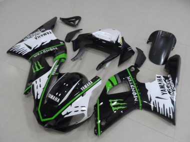 Custom 2000-2001 White Black Green Monster Yamaha YZF R1 Motorcycle Fairings
