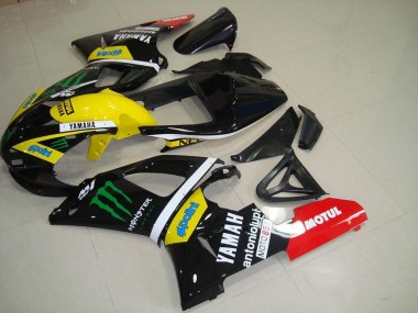 Custom 2000-2001 Glossy Black Yellow White Red Monster Motul Yamaha YZF R1 Motorcycle Fairings