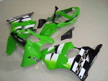 Custom 2000-2002 Green White Black 636 Kawasaki ZX6R Motorcycle Fairings