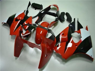 Custom 2000-2002 White Red Glossy Black Kawasaki ZX6R Motorcycle Fairings