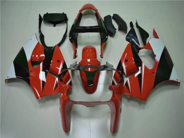 Custom 2000-2002 White Red Glossy Black Kawasaki ZX6R Motorcycle Fairings