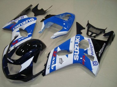 Custom 2000-2002 White Blue Glossy Black Suzuki GSXR 1000 Motorcycle Fairings