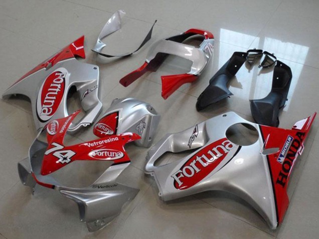 2000-2006 Silver Red Fortuna 74 Honda VTR1000 Motorcycle Fairings