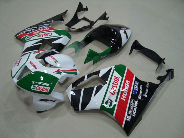 2000-2006 White Red Green Glossy Black Castrol Honda VTR1000 Bike Fairing