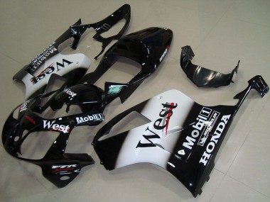 Custom 2000-2006 Glossy Black White West Honda VTR1000 Motorcycle Fairings
