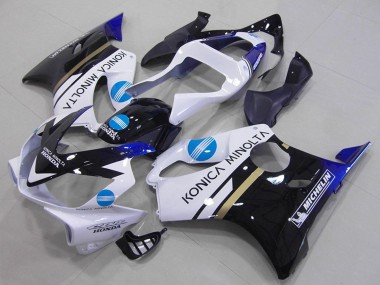 Custom 2001-2003 White Blue Glossy Black Konica Minolta Honda CBR600 F4i Motorcycle Fairings