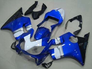 Custom 2001-2003 White Blue Glossy Black Honda CBR600 F4i Motorcycle Fairings