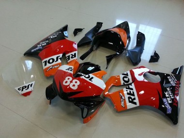 Custom 2001-2003 Orange White Red Glossy Black Racing Repsol 88 Honda CBR600 F4i Motorcycle Fairings