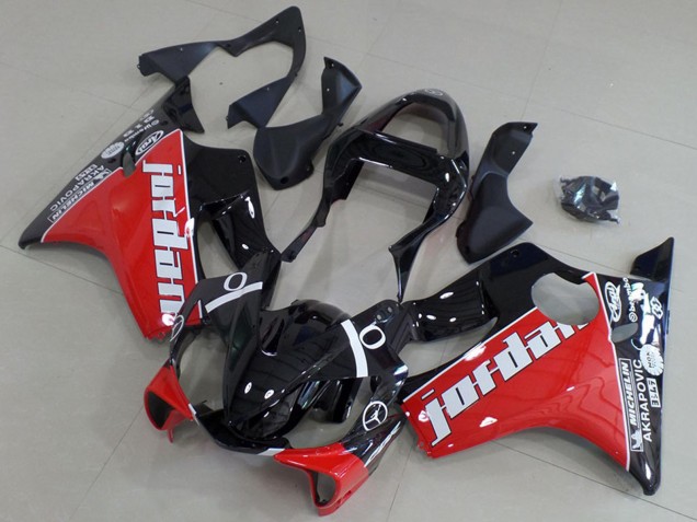 2001-2003 Glossy Black Red White Jordan Honda CBR600 F4i Motorcycle Fairings