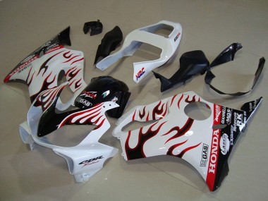 Custom 2001-2003 White Red Glossy Black Flame Honda CBR600 F4i Motorcycle Fairings