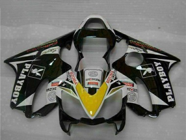 Custom 2001-2003 White Yellow Glossy Black Playboy Honda CBR600 F4i Motorcycle Fairings