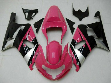 Custom 2001-2003 Pink Silver Glossy Black Suzuki GSXR 600/750 Motorcycle Fairings