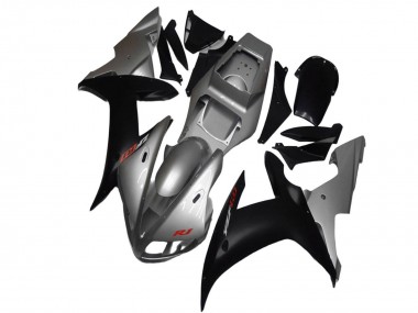 Custom 2002-2003 Silver Matte Black Yamaha YZF R1 Motorcycle Fairings