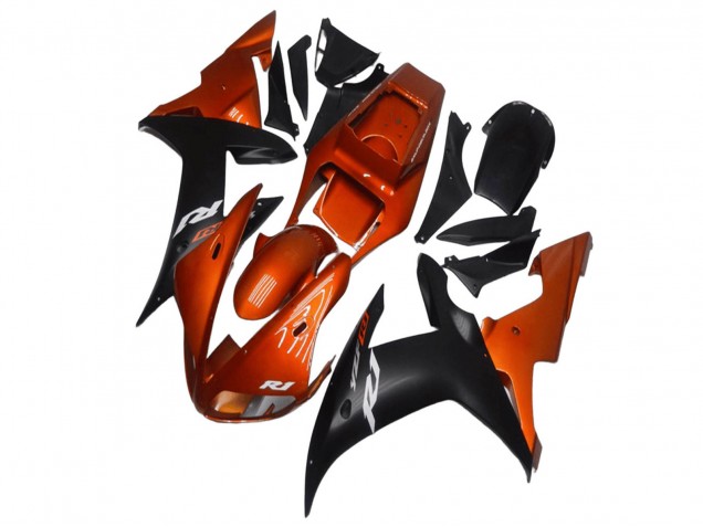 2002-2003 Orange Matte Black Yamaha YZF R1 Motorcycle Fairings