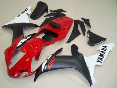 Custom 2002-2003 Red White Matte Black Yamaha YZF R1 Motorcycle Fairings