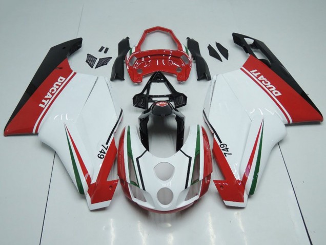 2003-2004 White Red Green Glossy Black Ducati 749 Motorcycle Fairings