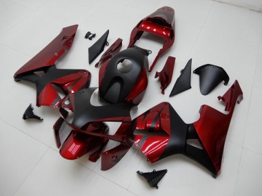Custom 2003-2004 Red Matte Black Stripe Honda CBR600RR Motorcycle Fairings