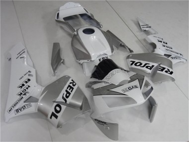 Custom 2003-2004 White Silver Black Repsol Honda CBR600RR Motorcycle Fairing