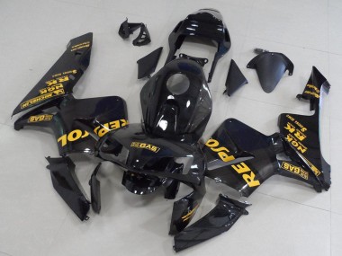 Custom 2003-2004 Glossy Black Gold Repsol Honda CBR600RR Motorcycle Fairings
