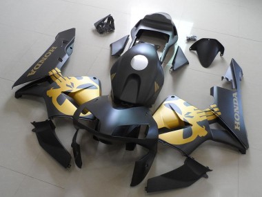 Custom 2003-2004 Matte Black Gold Honda CBR600RR Motorcycle Fairings