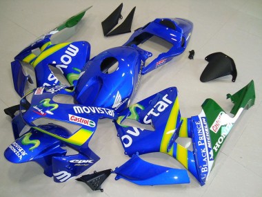 Custom 2003-2004 Blue Yellow Green MoviStar Honda CBR600RR Motorcycle Fairing