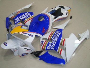 Custom 2003-2004 White Blue Yellow Rothmans Honda CBR600RR Motorcycle Fairings