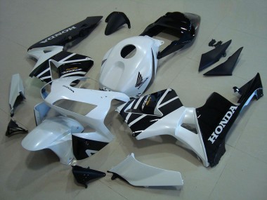 Custom 2003-2004 White Glossy Black Honda CBR600RR Motorcycle Fairings