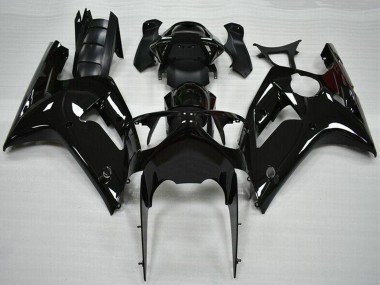 Custom 2003-2004 Glossy Black Kawasaki ZX6R Motorcycle Fairing
