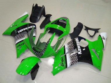 Custom 2003-2004 Green White Black Kawasaki ZX6R Motorcycle Fairing