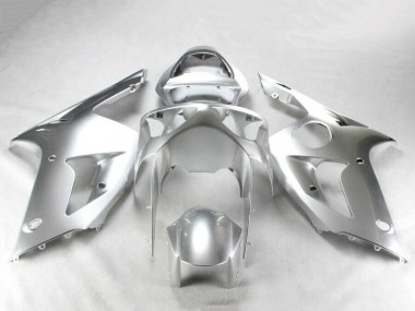 Custom 2003-2004 Silver Kawasaki ZX6R Motorcycle Fairing Kits