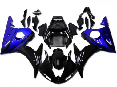 Custom 2003-2004 Blue Glossy Black Yamaha YZF R6 Motorcycle Fairing Kits