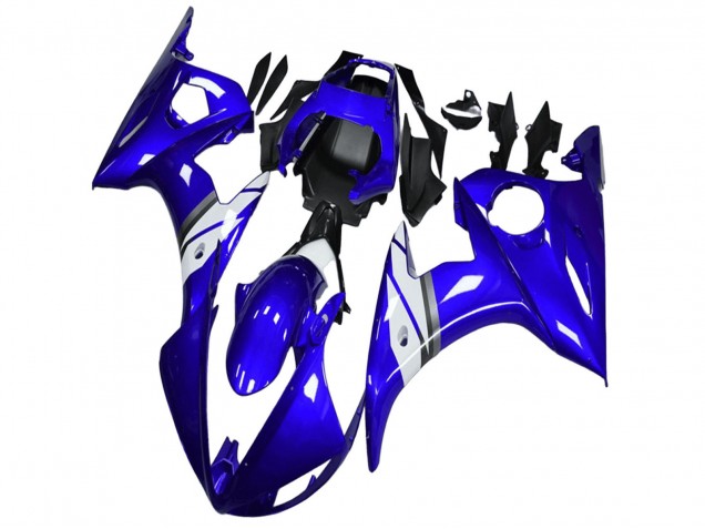 2003-2004 Blue White Yamaha YZF R6 Motorcycle Fairings