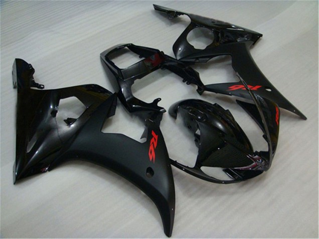 2003-2004 Glossy Black Matte Black Red Decals Yamaha YZF R6 Motorcycle Fairings